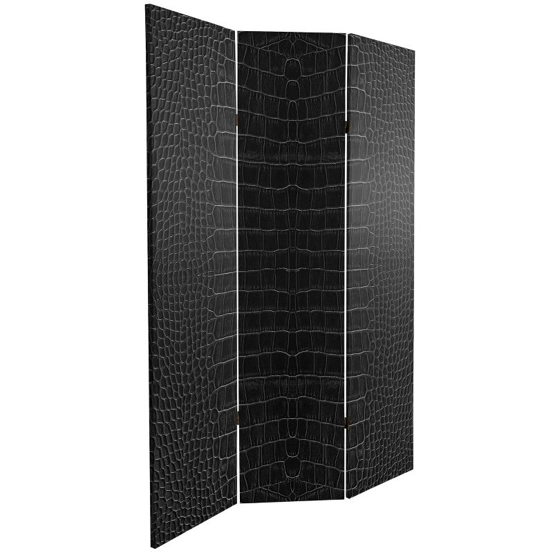 6&#34; Double Sided Crocodile Print Canvas Room Divider Black - Oriental Furniture, 3 of 7