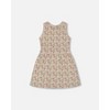 Deux par Deux Girl Printed Ribbed Dress with Waist Tie Small Flowers on White Background - 3 of 4