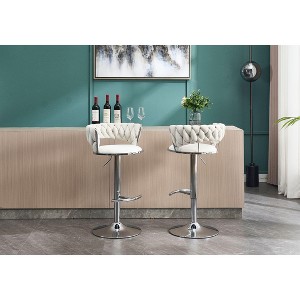 NicBex Bar Stools Set of 2 Adjustable Velvet Swivel Counter Stool, Dining Chair with Back and Chrome Footrest for Bar, Kitchen - 1 of 4