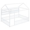 TIRAMISUBEST Twin/Full Size Metal Bed House Bed Frame with Fence and Storage Shelves, House Floor Bed Montessori Bed with Roof Design - 4 of 4