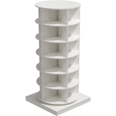 6-Tier Rotating Shoe Rack Tower, 360¡ã Spinning Free Standing Shoe Organizer for Entryway, Holds 24 Pairs, Circular Shoe Shelf Storage, White