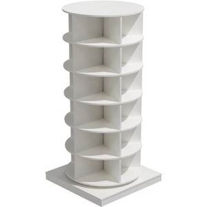 6-Tier Rotating Shoe Rack Tower, 360¡ã Spinning Free Standing Shoe Organizer for Entryway, Holds 24 Pairs, Circular Shoe Shelf Storage, White - 1 of 4