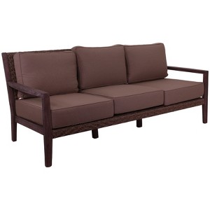 Courtyard Casual Bridgeport II Sofa Stained Eucalyptus Wood KD  Sunbrella Fabric - 1 of 4