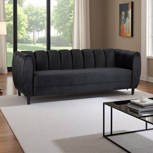 Elegant Velvet 3-Seater Sofa with Jewel-Tone Upholstery & Piping - 1 of 4