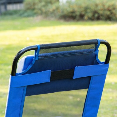 Vynxaria Adirondack Folding Patio Chairs Set - Adjustable Sling Back with Removable Headrest