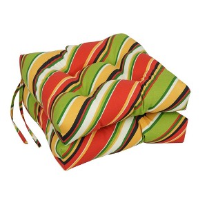 Blazing Needles, 16-inch Spun Polyester Outdoor Square Tufted Chair Cushions (Set of 2) - 1 of 2
