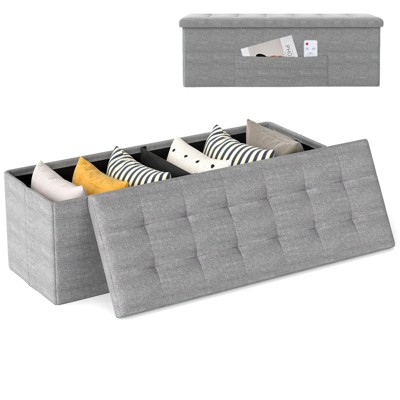 Tangkula 43" Folding Storage Ottoman Bench w/ Removable Divider & Side Pocket Bedroom