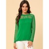 INSPIRE CHIC Women's Elegant Lace Sleeve Scalloped Trim Summer Casual Chiffon Blouse - 3 of 4