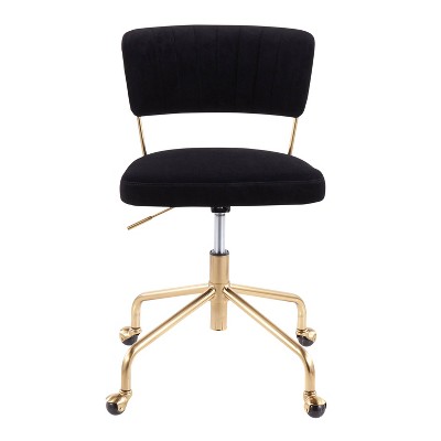Tania Contemporary Black Velvet 28.5" Swivel Task Chair