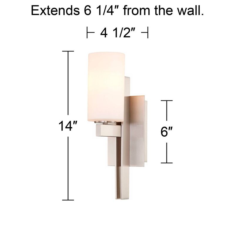 Possini Euro Design Ludlow Modern Wall Light Sconce Brushed Nickel Hardwire 4 1/2" Fixture Frosted Glass Shade for Bedroom Bathroom Vanity Reading, 4 of 7