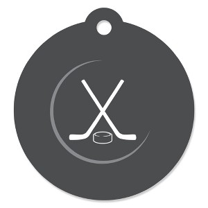 Big Dot of Happiness Shoots and Scores - Hockey - Baby Shower or Birthday Party Favor Gift Tags (Set of 20) - 1 of 4