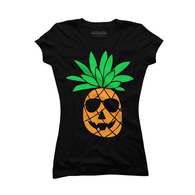 Junior's Design By Humans HALLOWEEN PINEAPPLE PUMPKIN THEMED By Ujangkasep T-Shirt