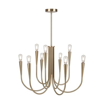 Bronte Brass 9-Light Candle Chandelier with Tapered Arms