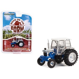 1989 Ford 7610 Silver Jubilee Tractor Silver & Blue w/White "Down on the Farm" Series 7 1/64 Diecast Model Cars by Greenlight - 1 of 3