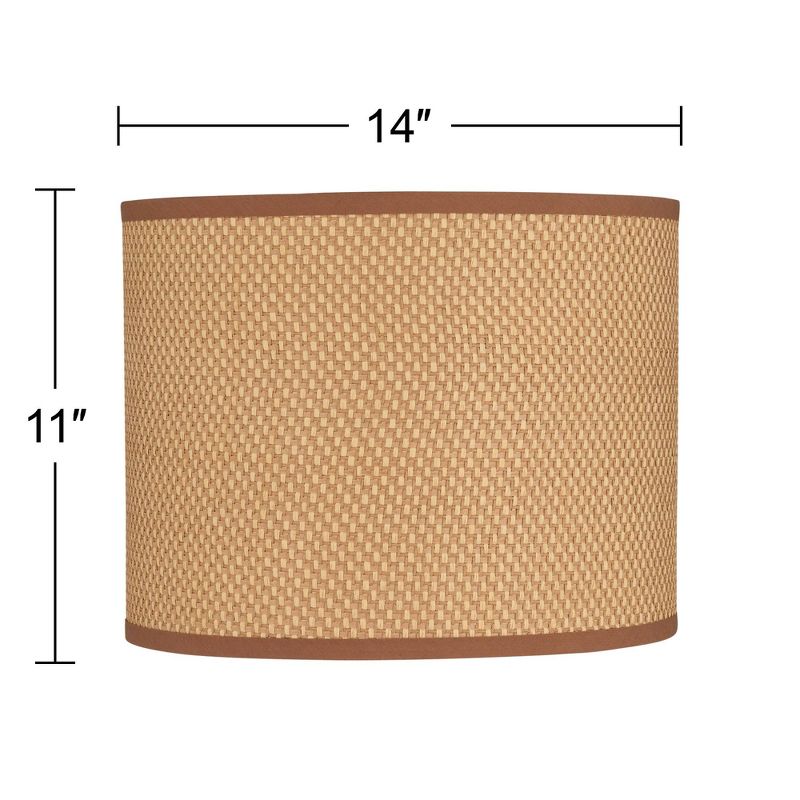 Springcrest Drum Lamp Shade Peanut Brown Medium 14" Top x 14" Bottom x 11" High Spider Fitting with Replacement Harp and Finial, 5 of 8