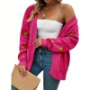 Women's Plus Size Strawberry Print Cardigan Knit Long Sleeve Loose Open Front Sweater Outerwear - 3 of 4