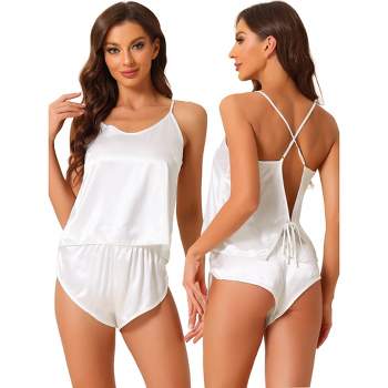 Cheibear Womens 4pcs Sleepwear Pjs Satin Lingerie Cami With Shorts Robe  Pajama Set : Target