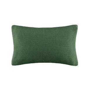 Ink+Ivy 12"x20" Oversize Bree Knit Oblong Throw Pillow Cover Green: Cozy Acrylic, Machine Washable, Cottage Style - 1 of 4