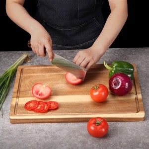 Acacia Wood Cutting Board - Wooden Chopping Board, Durable, Eco-Friendly, Side Joint, Natural Wood Food Board - 1 of 4
