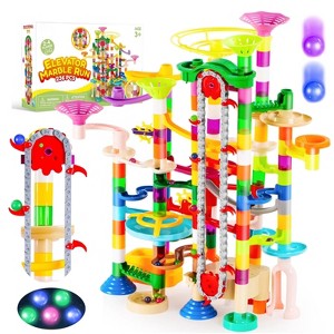 Joyf 236Pcs Glowing Marble Run with Motorized Elevator/30 Glow in The Dark Plastic Marbles Construction Building Blocks Toys Easter STEM Gifts for Kid - 1 of 4