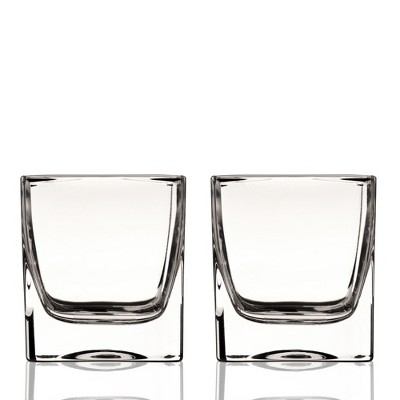 Viski 10oz Clear Crystal Square Rocks Glass Set