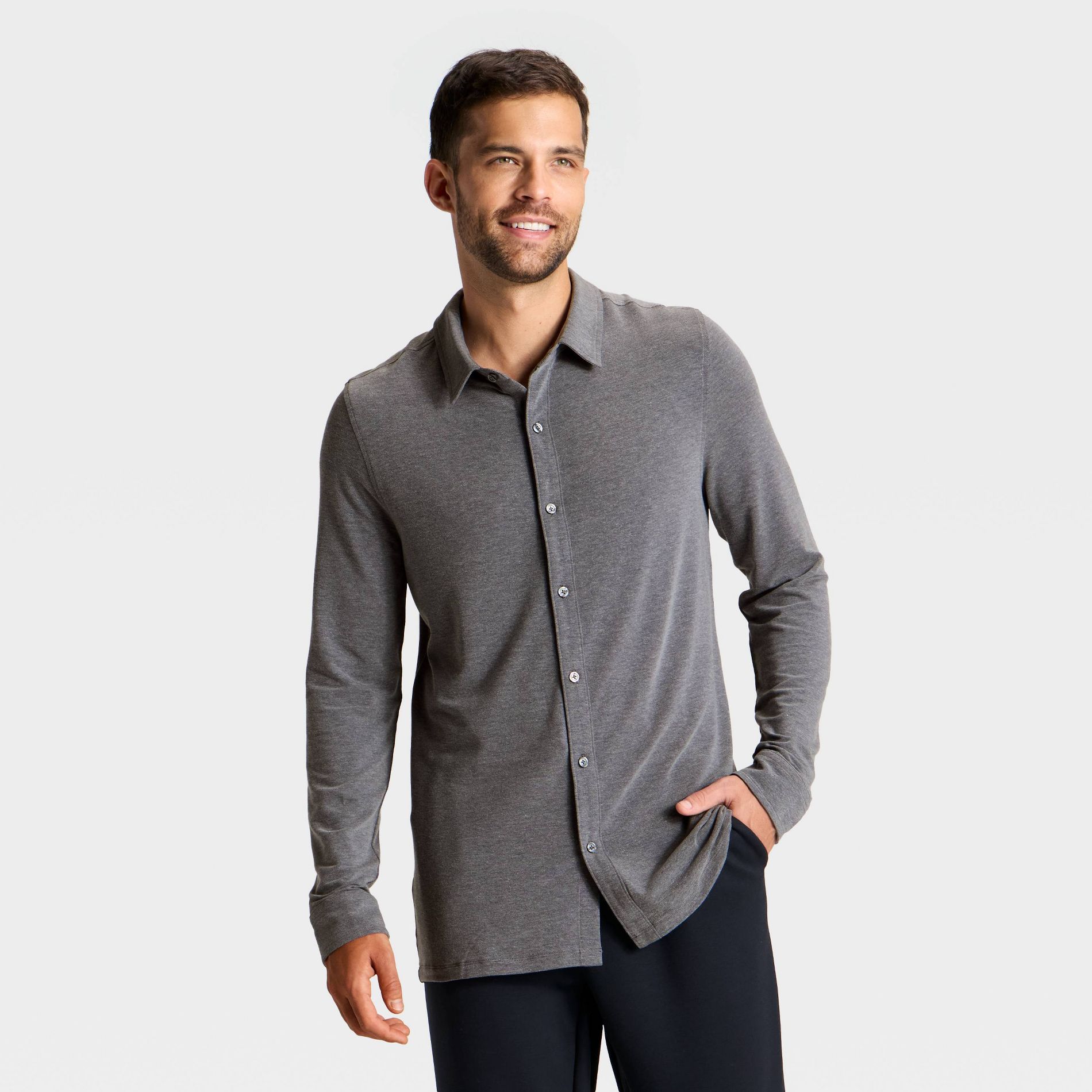 Men's Long Sleeve Knit Commuter Polo Shirt - All In Motion™