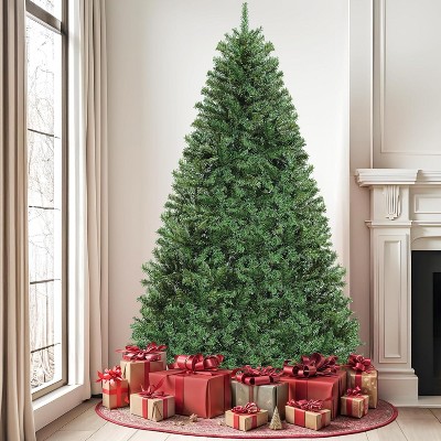 6ft/7.5ft/9ft Green Spruce Artificial Christmas Tree Artificial Pine Tree Metal Hinges, And Foldable Base with 880/2028 Branch Tips