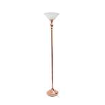 1-Light Classic Torchiere Floor Lamp with Marbleized Glass Shade Rose Gold - Lalia Home