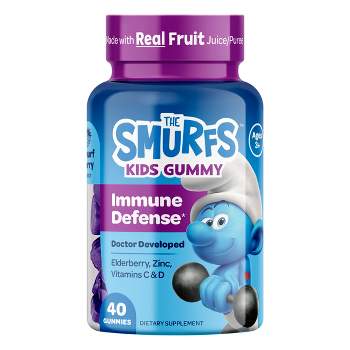 Smurfs Immune Defense Kids Vitamin Gummies, Elderberry, Zinc, Vitamin C & Vitamin D, Smurfs Berry Flavored, 40ct