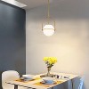 C Cattleya 1-Light Antique Brass Sphere Pendant Light with Opal Glass Shade - 3 of 4