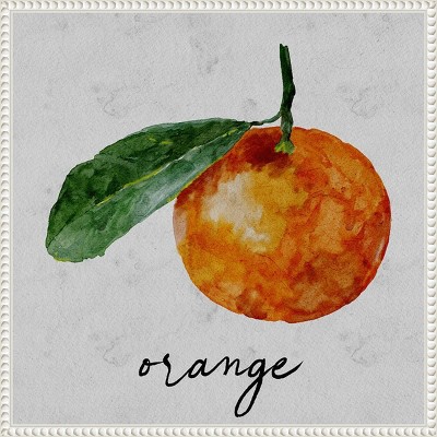 Summertime Citrus I Watercolor Orange Canvas Print with White Frame