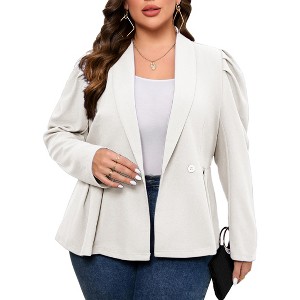 Plus Size Business Casual Blazers for Women Long Sleeve Shawl Lapel Blazer Suit Jackets - 1 of 4