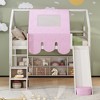 JUJABU Full Size Wooden Loft Bed with Slide, Tent House Frame, Built-In Ladder and Storage Shelves - 3 of 4