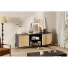 Homhougo TV Stand for 65 Inch TV, Entainment Center with Storage Cabinets, Rattan TV Console with Adjustable Shelf Black - 3 of 4