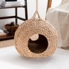 Bencmate Woven Wicker Round Cat Bed Cave with Handles,For Any Size Cat Breeds,Use with Cat Tower,Brown, (18"*18"*18") - 3 of 3