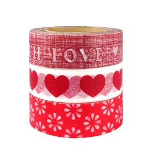 Wrapables Red Love Japanese Washi Masking Tape (Set of 3) - 1 of 2