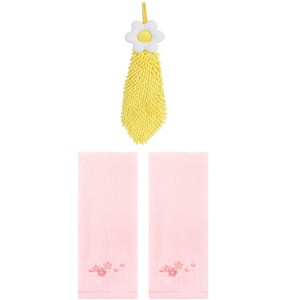 REGALWOVEN 3 Pcs Bathroom Home Decor Cotton Soft Absorbent Floral Hand Towel - 1 of 4