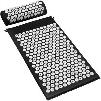 Sorbus Deluxe Acupressure Mat Pillow Combo Set - Relieves Your Stress of Lower Upper Back and Sciatic Pain (Black)