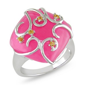 EVERLY JEWELRY | Sterling Silver 16.08 CT TGW Citrine Synthetic Pink Jade Fashion Ring - 1 of 3