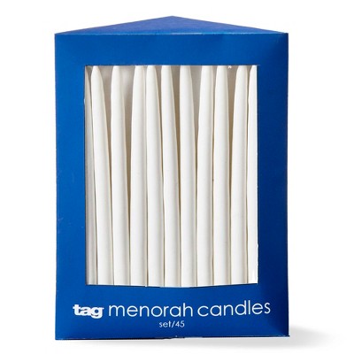 TAG Hanukkah White Taper Candles S/45