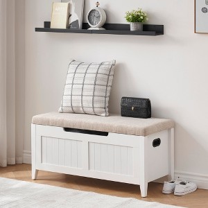 Wooden Storage Bench for Entryway, Large Storage Chest with Lift Top & Padded Seat - 1 of 4