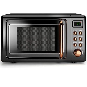 Costway 0.7Cu.ft Retro Countertop Microwave Oven 700W LED Display Glass Turntable Green/Black/Rose Gold/White - 1 of 4