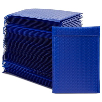 Stockroom Plus 50 Pack Blue Poly Bubble Mailers, Self Seal Padded Envelopes (6 x 10 In)