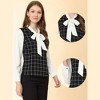 Allegra K Women's Plaid Casual Contrast Color Long Sleeve Bow Tie Neck Blouse - 2 of 4