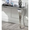 Glass and Stainless Steel Sofa Table with Cabriole-Style Legs and Beveled Tempered Glass Top - 3 of 4