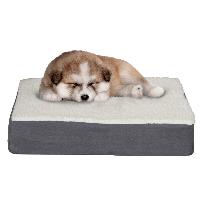 Orthopedic Dog Bed - 2-Layer Memory Foam Crate Mat with Machine Washable Cover - 20x15 Pet Bed for Small Dogs Up to 20lbs by PETMAKER (Gray), 1 of 8