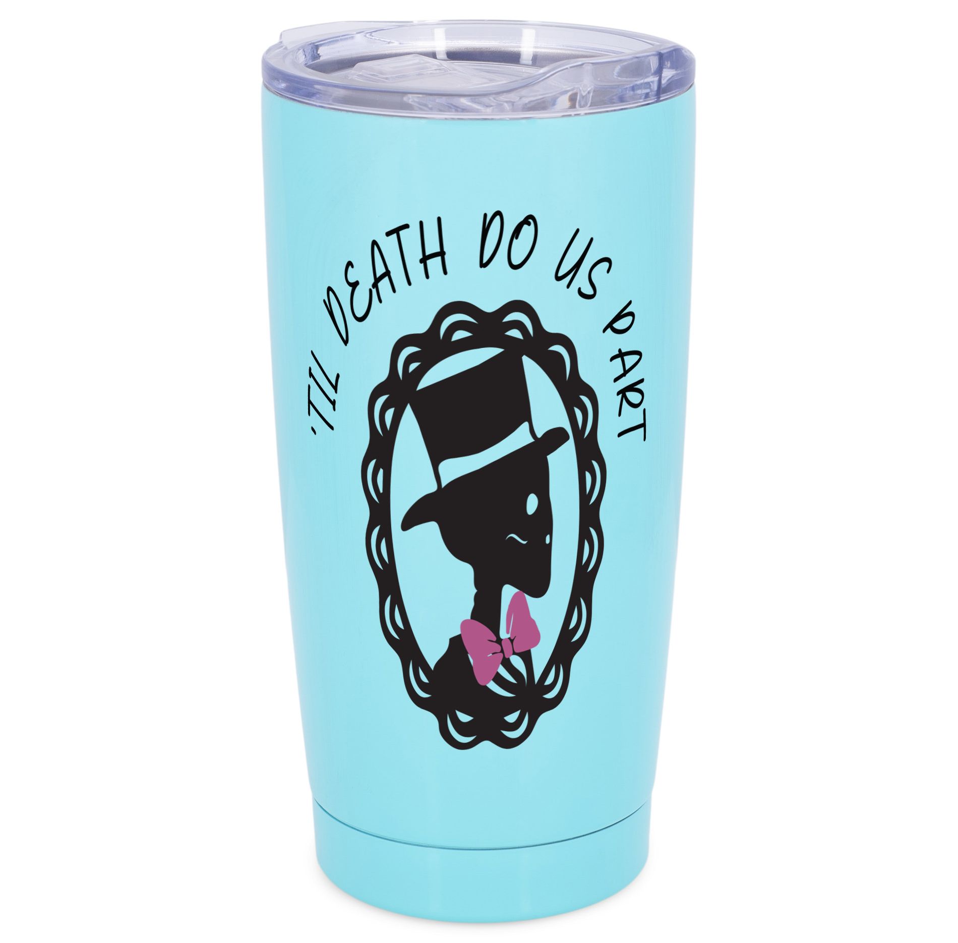 Elanze Designs Til Death Do Us Part Skeleton Groom Halloween Wrap-Around Design 20 Ounce Stainless Steel On-The-Go Coffee Mug, Thermal Travel Tumbler