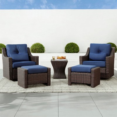 Spruce & Spring Outdoor Wicker Patio Outdoor Sofa Swivel Chair Coffee Table