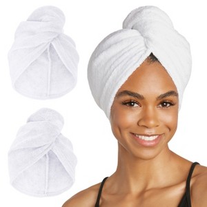 Turbie Twist Extra Long Microfiber Hair Towel Wrap for Women and Men - 2 Pack - Bathroom Essential Accessories - Quick Dry Hair Turban - 1 of 4