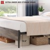 Vintage Industrial Style Queen Size Metal Platform Bed Frame with Wooden Headboard and Footboard - 3 of 4